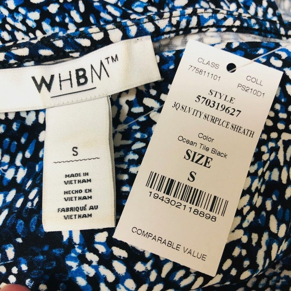 NWT Abstract Wrap Midi Dress Womens S 3/4 Slinky Knit White House Black Market - Picture 5 of 9